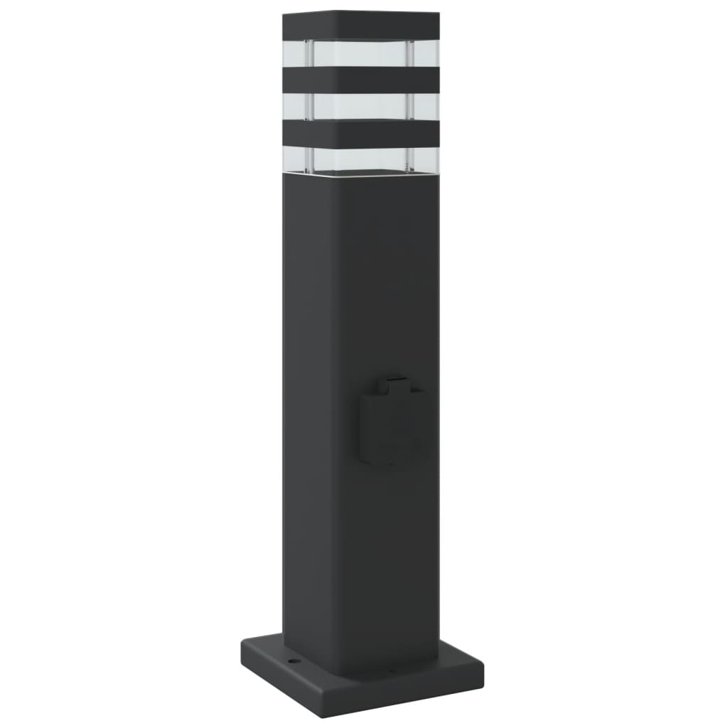 vidaXL Zewnętrzne lampy stojące, z gniazdkami, 3 szt., czarne, 50 cm