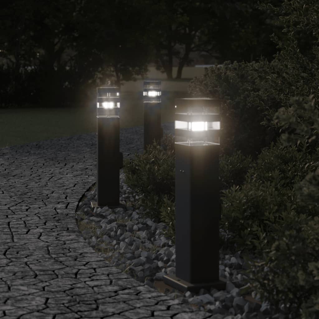 vidaXL Zewnętrzne lampy stojące, z gniazdkami, 3 szt., czarne, 50 cm