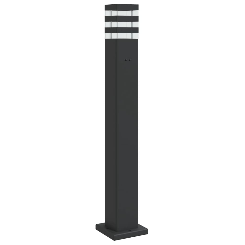 vidaXL Zewnętrzna lampa stojąca z gniazdkiem, czarna, 80 cm, aluminium