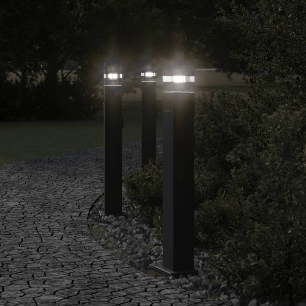 vidaXL Zewnętrzne lampy stojące, z gniazdkami, 3 szt., czarne, 80 cm