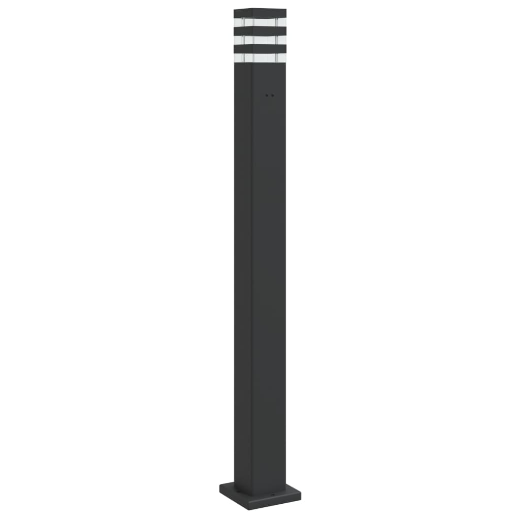 vidaXL Zewnętrzna lampa stojąca, z gniazdem, czarna, 110 cm, aluminium