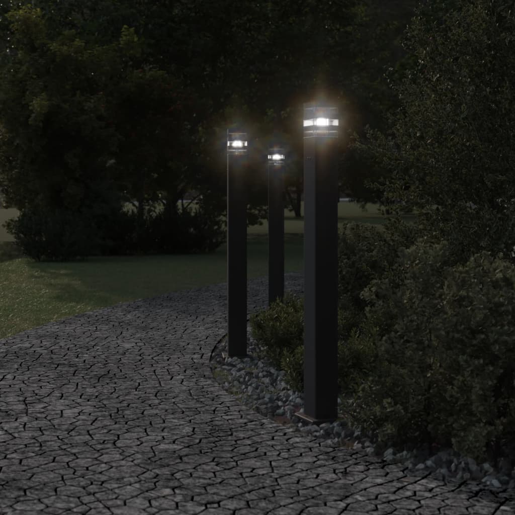 vidaXL Zewnętrzna lampa stojąca, z gniazdem, czarna, 110 cm, aluminium
