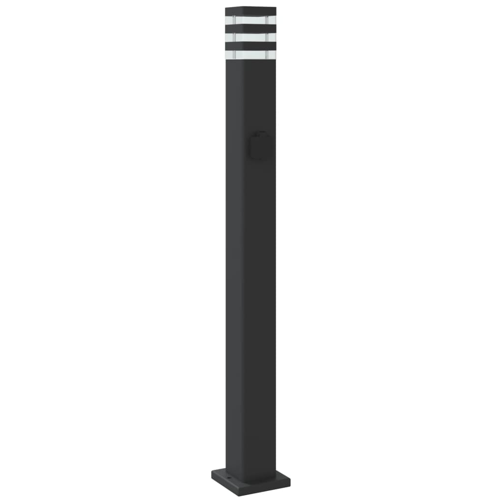 vidaXL Zewnętrzna lampa stojąca, z gniazdem, czarna, 110 cm, aluminium