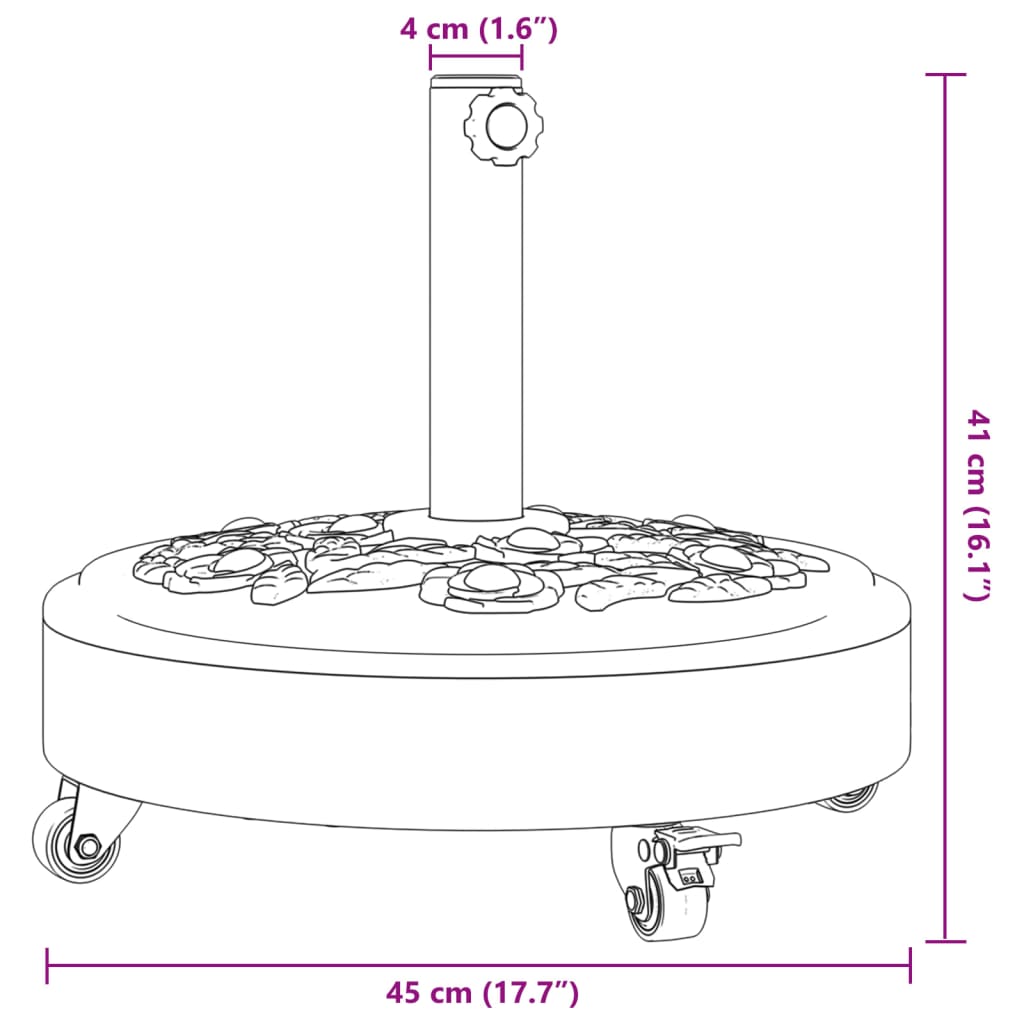 vidaXL Podstawa do parasola, z kółkami, do słupków Ø38/48 mm, 27 kg