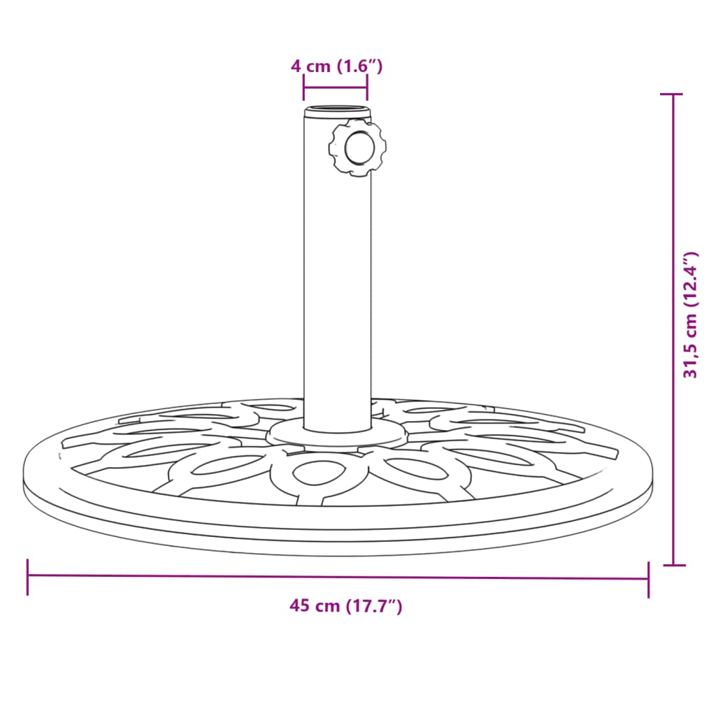vidaXL Podstawa do parasola, do słupków Ø38/48 mm, 12 kg, okrągła