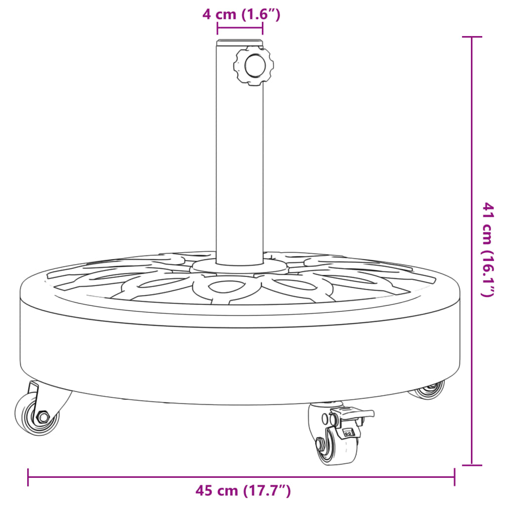 vidaXL Podstawa do parasola, z kółkami, do słupków Ø38/48 mm, 27 kg