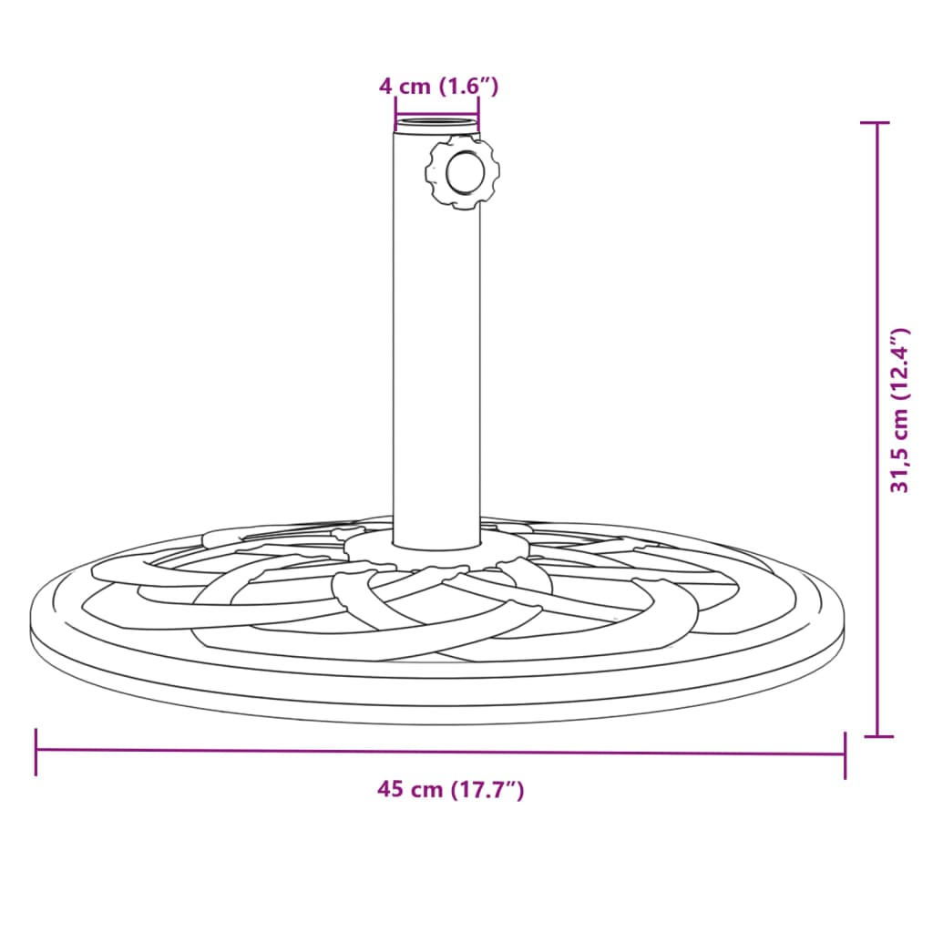 vidaXL Podstawa do parasola, do słupków Ø38/48 mm, 12 kg, okrągła