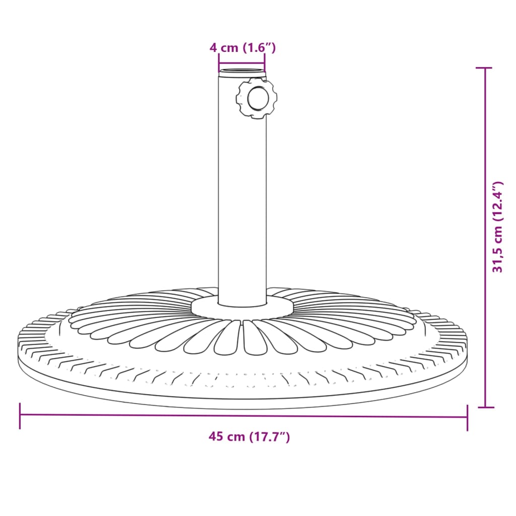 vidaXL Podstawa do parasola, do słupków Ø38/48 mm, 12 kg, okrągła