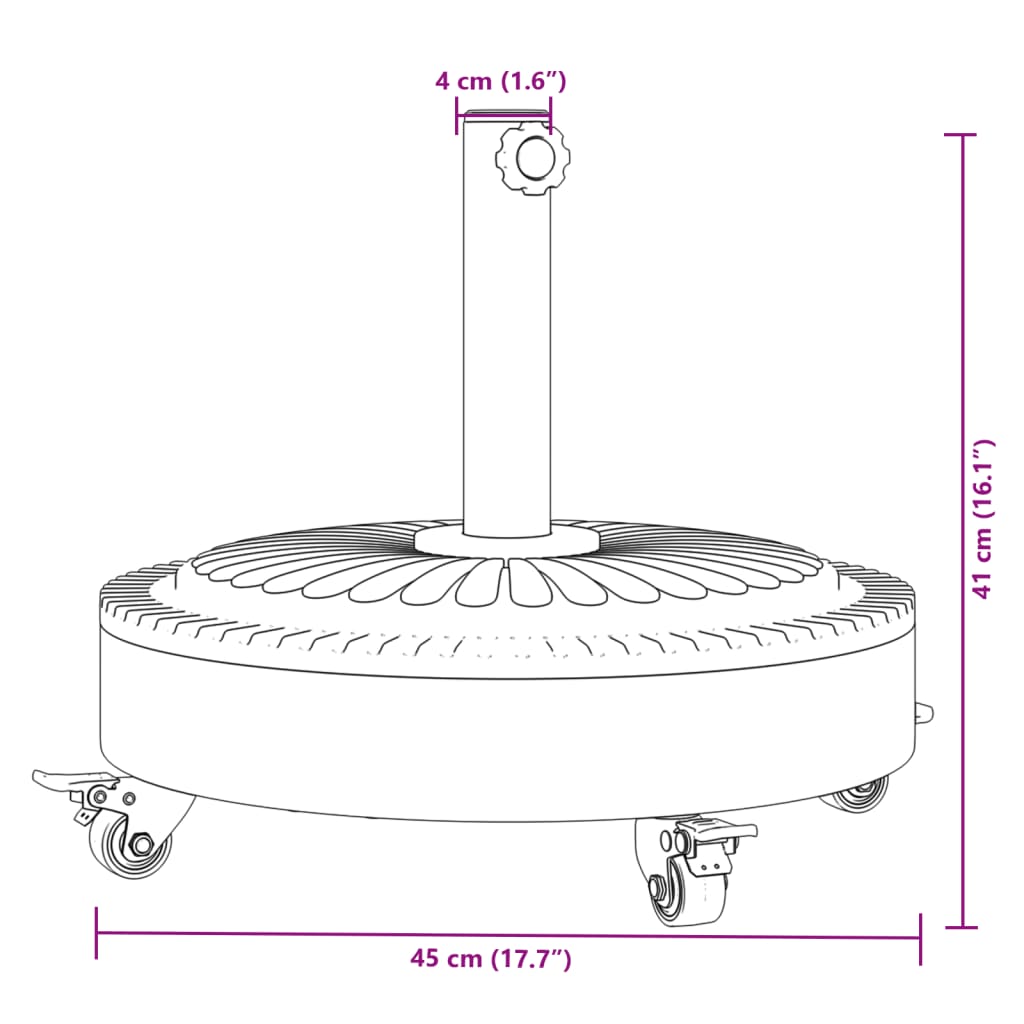 vidaXL Podstawa do parasola, z kółkami, do słupków Ø38/48 mm, 27 kg