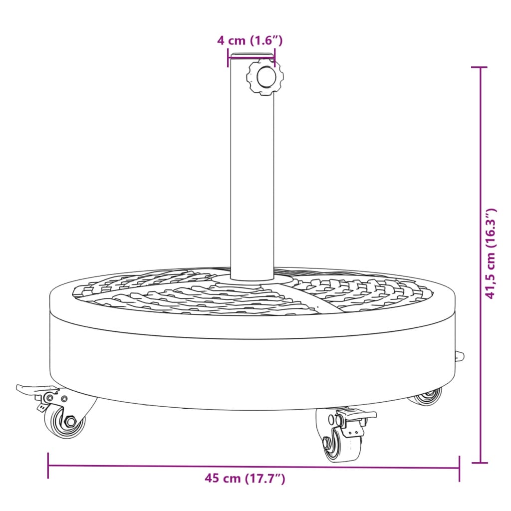 vidaXL Podstawa do parasola, z kółkami, do słupków Ø38/48 mm, 27 kg