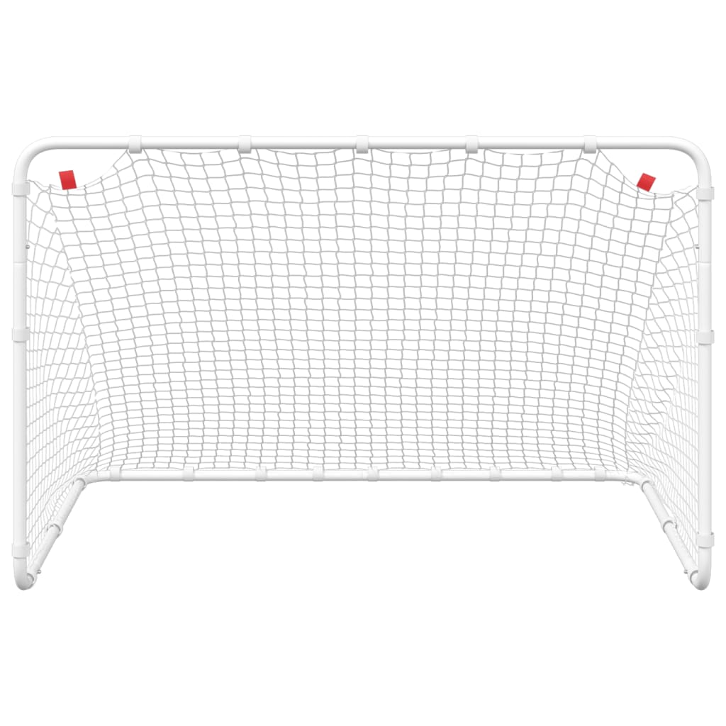 vidaXL Bramka do piłki nożnej biała 122x81x81 cm stalowa