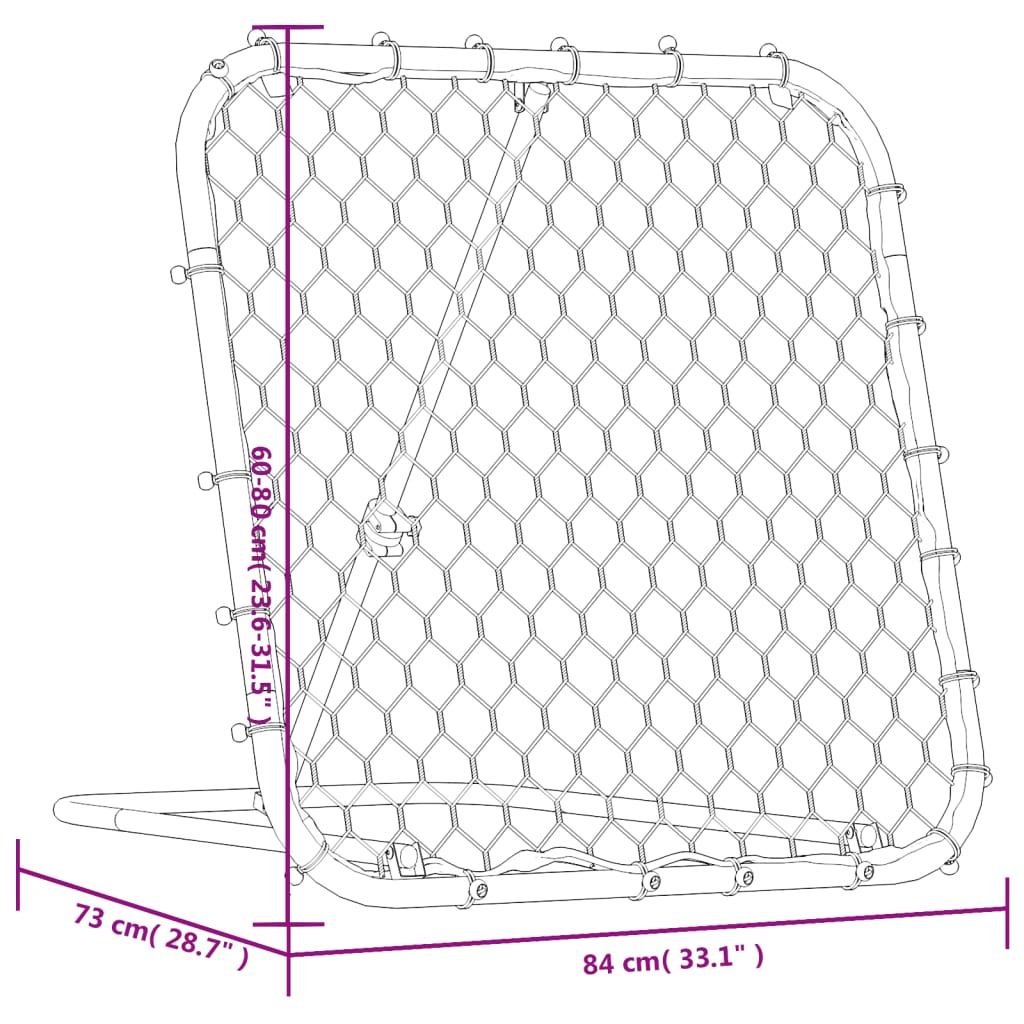 vidaXL Rebounder do piłki nożnej, regulowany, czarny, 84x73x60-80 cm