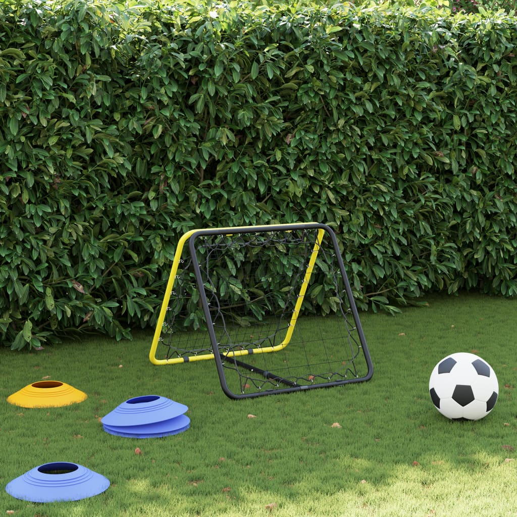 vidaXL Rebounder piłkarski, dwustronny, regulowany, żółto-czarny, stal
