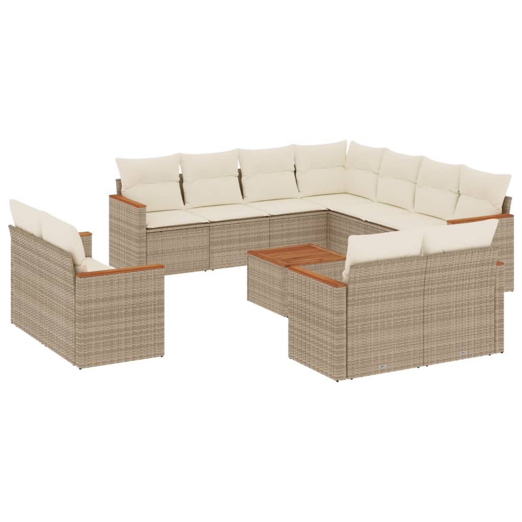 vidaXL 12-cz. zestaw mebli ogrodowych z poduszkami, beżowy, polirattan