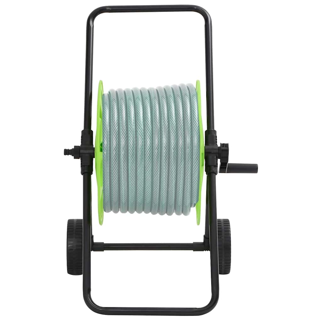 vidaXL Bęben ścienny na wąż 60 m, 1/2", zielony, stalowy