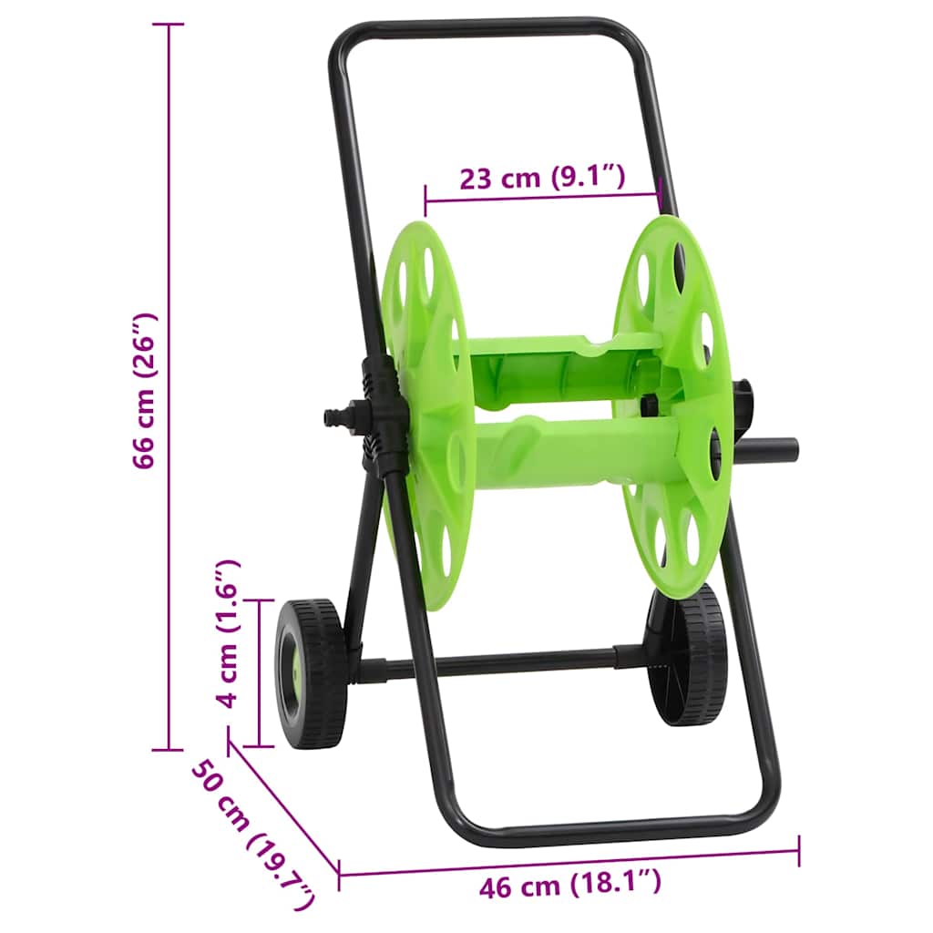 vidaXL Bęben ścienny na wąż 60 m, 1/2", zielony, stalowy