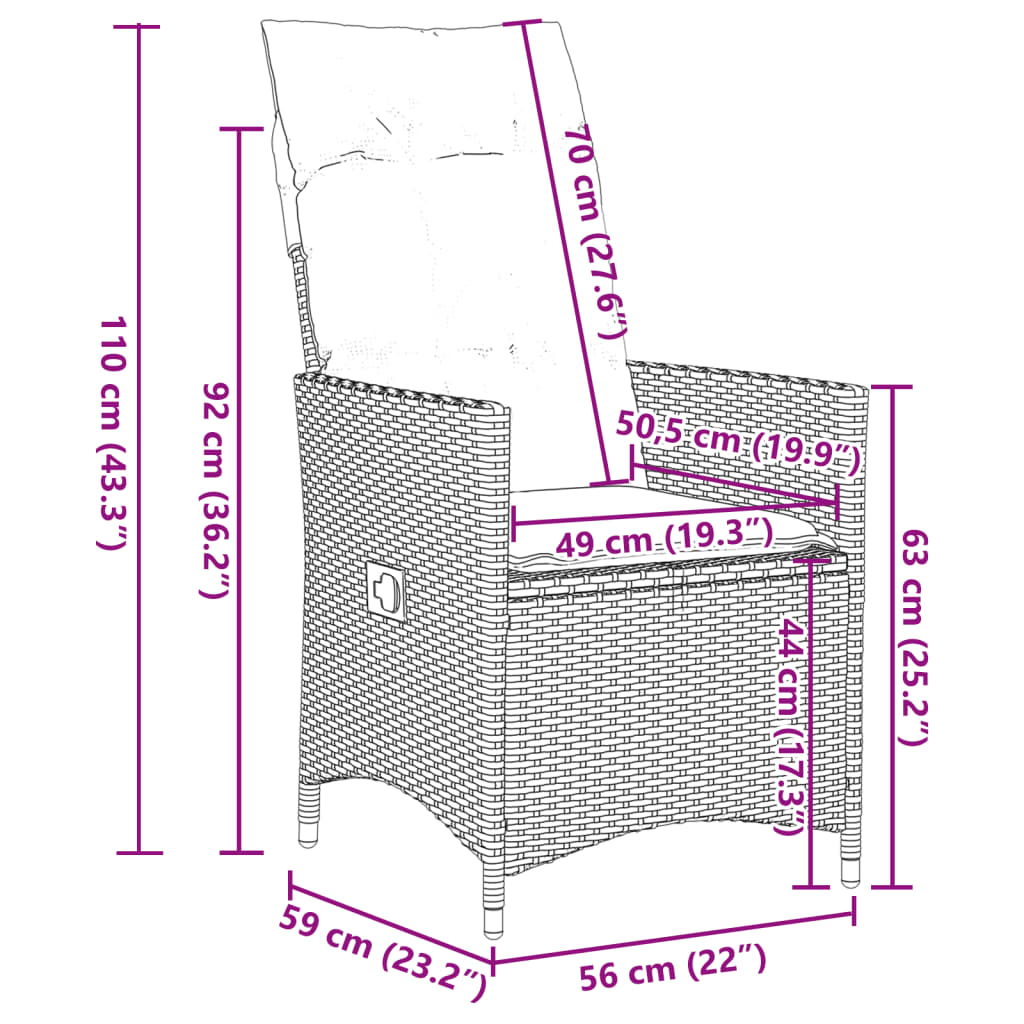 vidaXL 9-cz. zestaw mebli ogrodowych z poduszkami, czarny, rattan PE