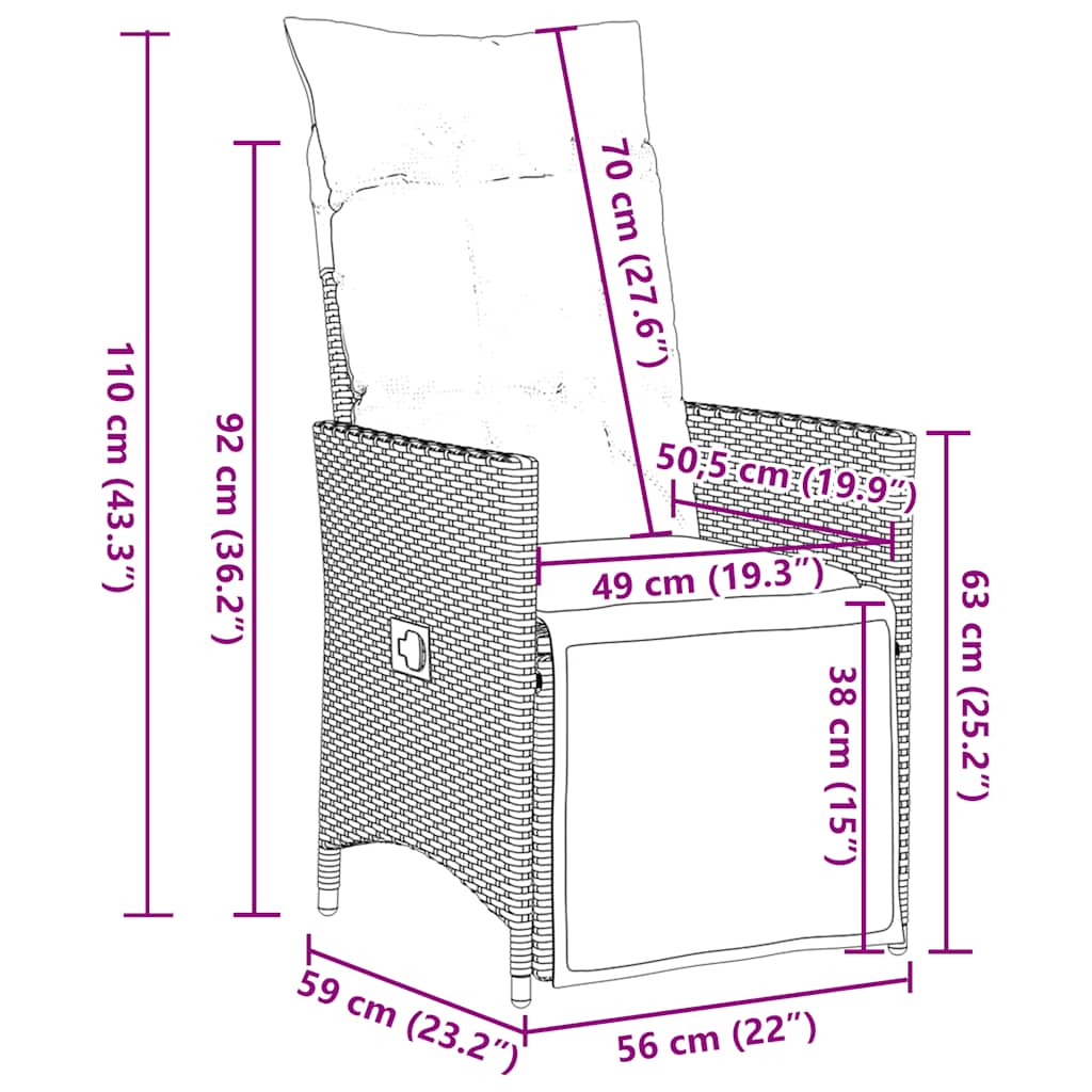 vidaXL 9-cz. zestaw mebli ogrodowych z poduszkami, szary, rattan PE