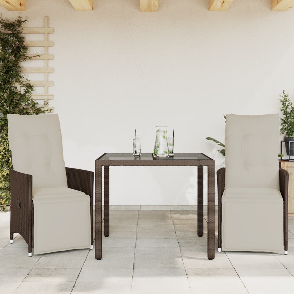 vidaXL 3-cz. zestaw ogrodowych mebli bistro, brązowy, polirattan