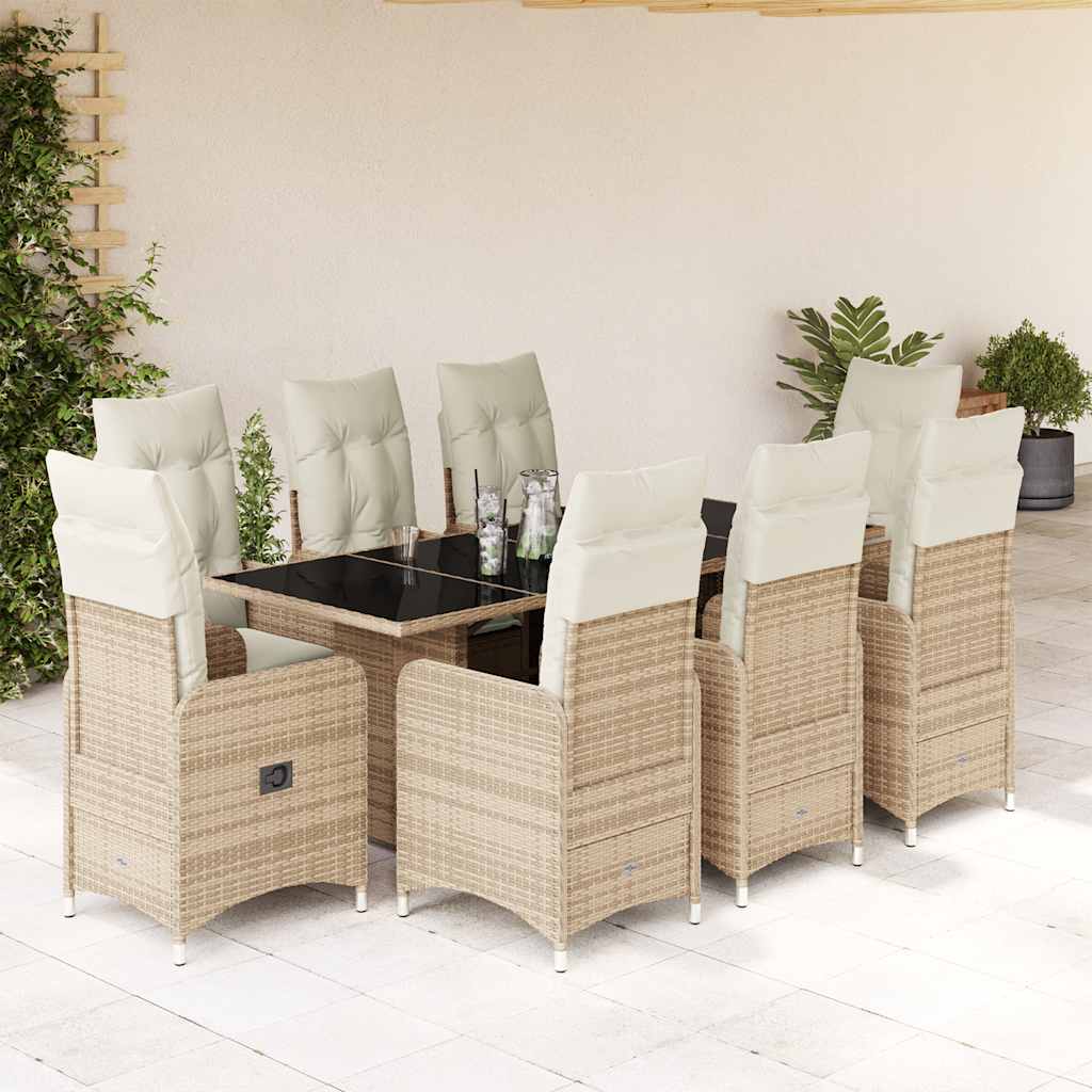 vidaXL 9-cz. zestaw ogrodowych mebli bistro z poduszkami, beżowy