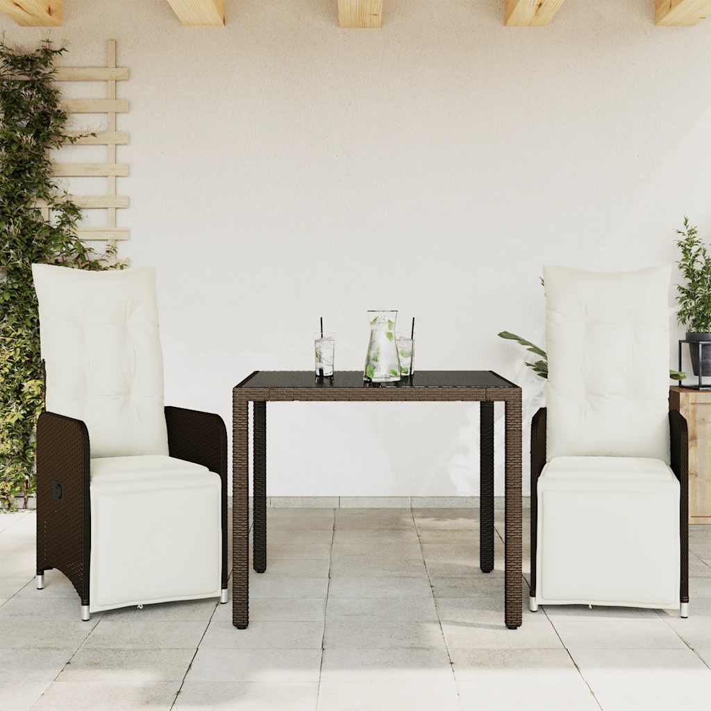 vidaXL 3-cz. zestaw ogrodowych mebli bistro, brązowy, polirattan
