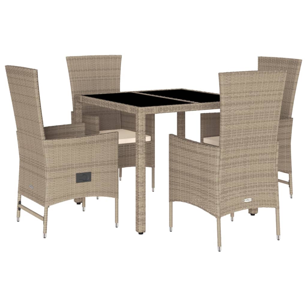 vidaXL 5-cz. zestaw mebli ogrodowych z poduszkami, beżowy, polirattan