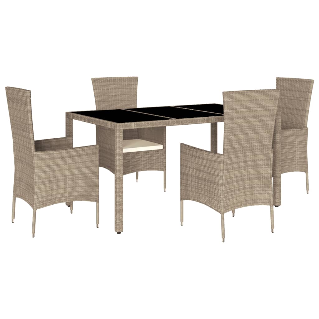 vidaXL 5-cz. zestaw mebli ogrodowych z poduszkami, beżowy, polirattan