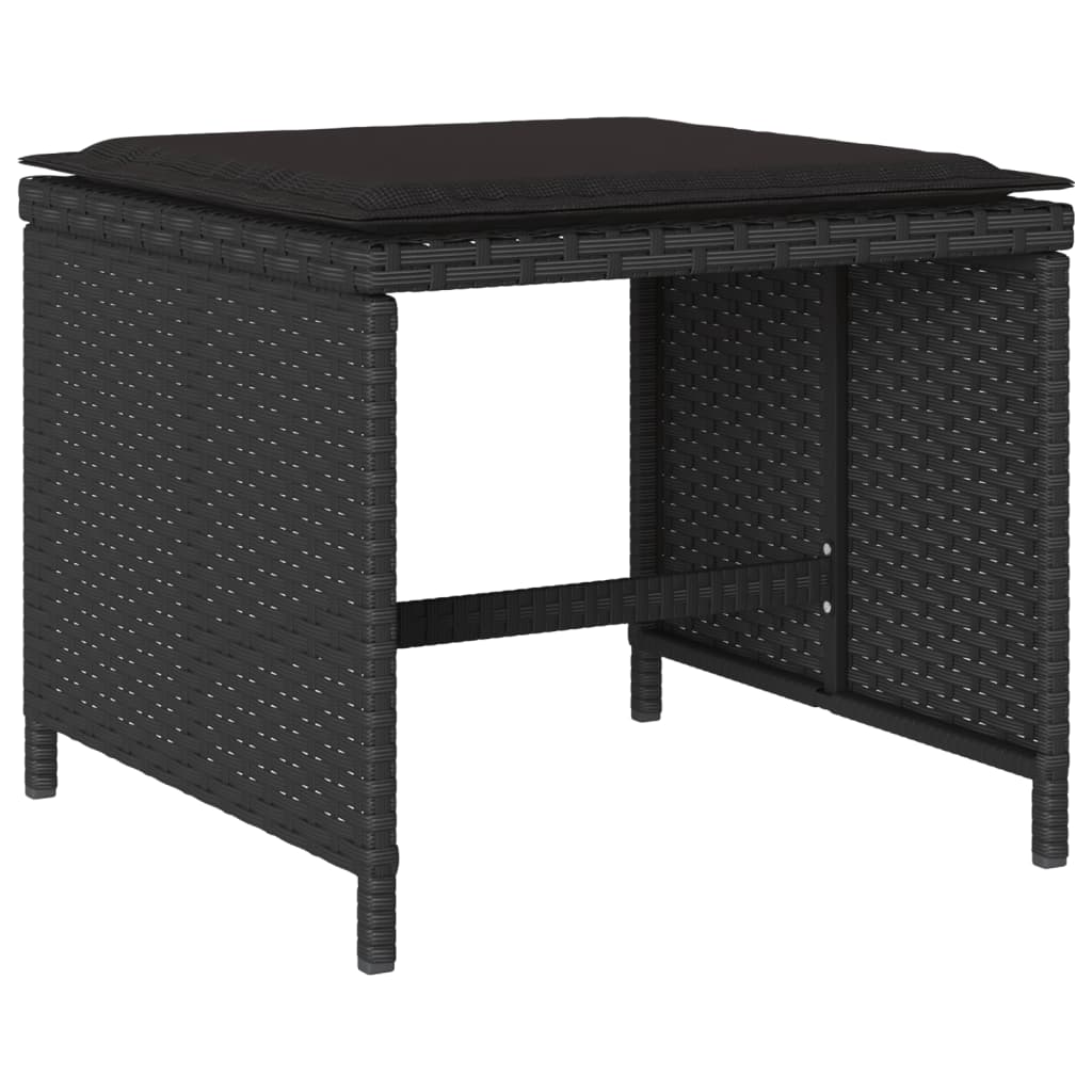 vidaXL 11-cz. zestaw mebli do ogrodu, z poduszkami, czarny rattan PE