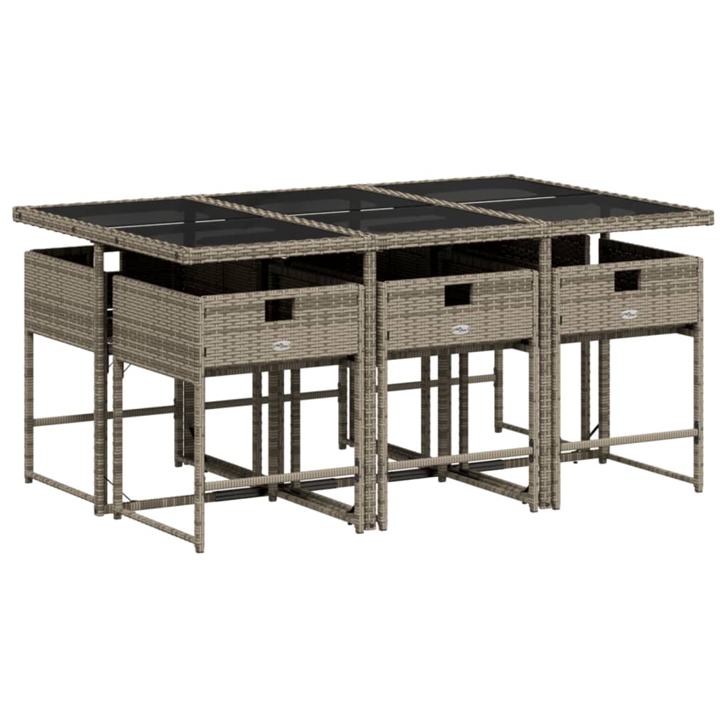 vidaXL 7-cz. zestaw mebli ogrodowych z poduszkami, szary, rattan PE