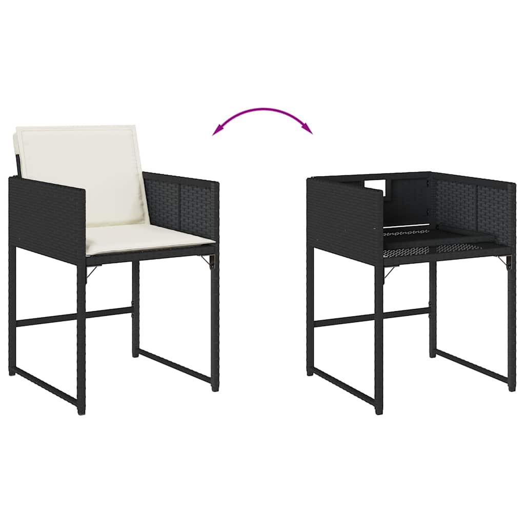 vidaXL 15-cz. zestaw mebli ogrodowych z poduszkami, czarny, rattan PE