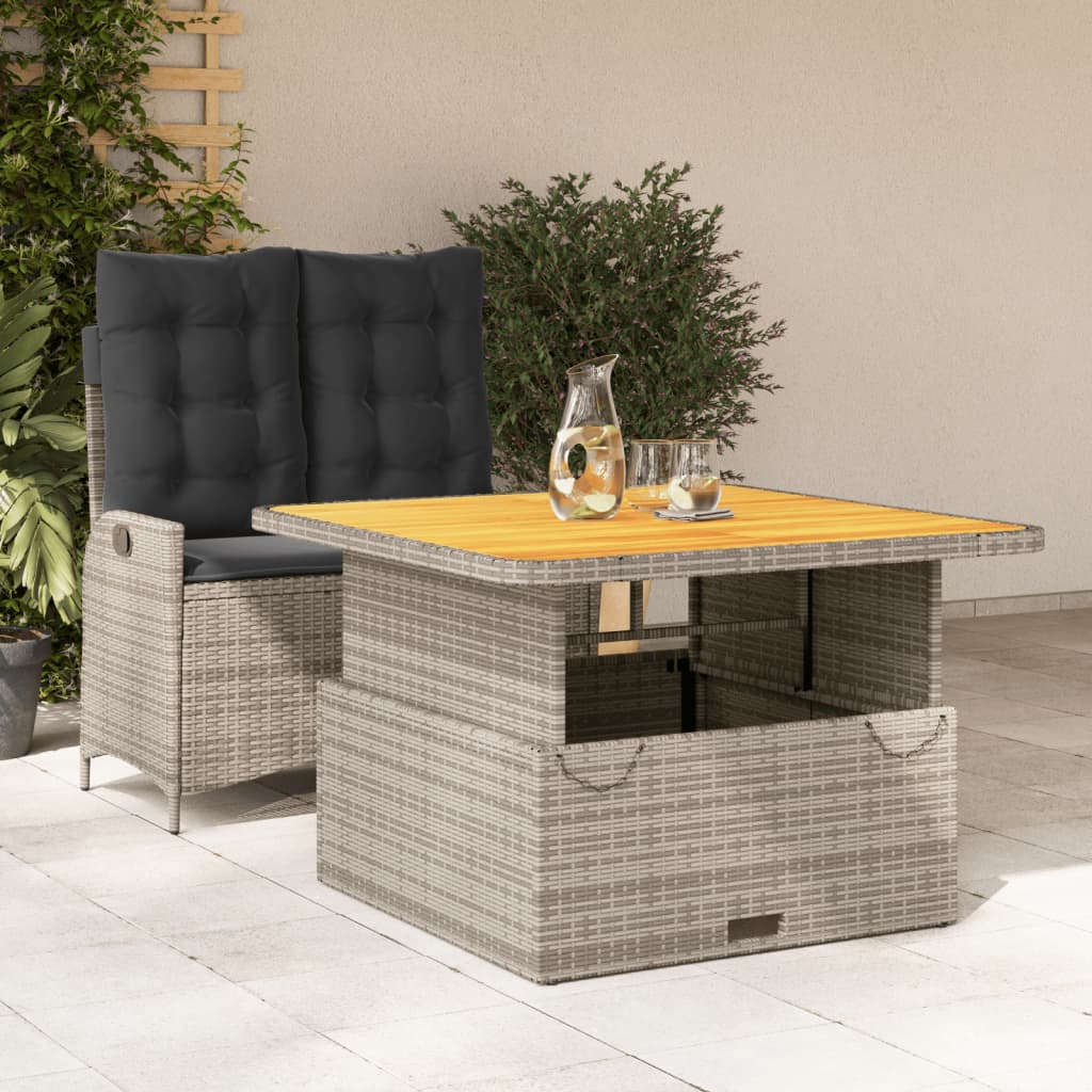 vidaXL 2-cz. zestaw mebli ogrodowych z poduszkami, szary, polirattan