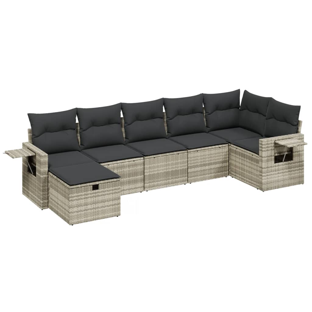 vidaXL 7-cz. zestaw wypoczynkowy do ogrodu, z poduszkami, jasnoszary