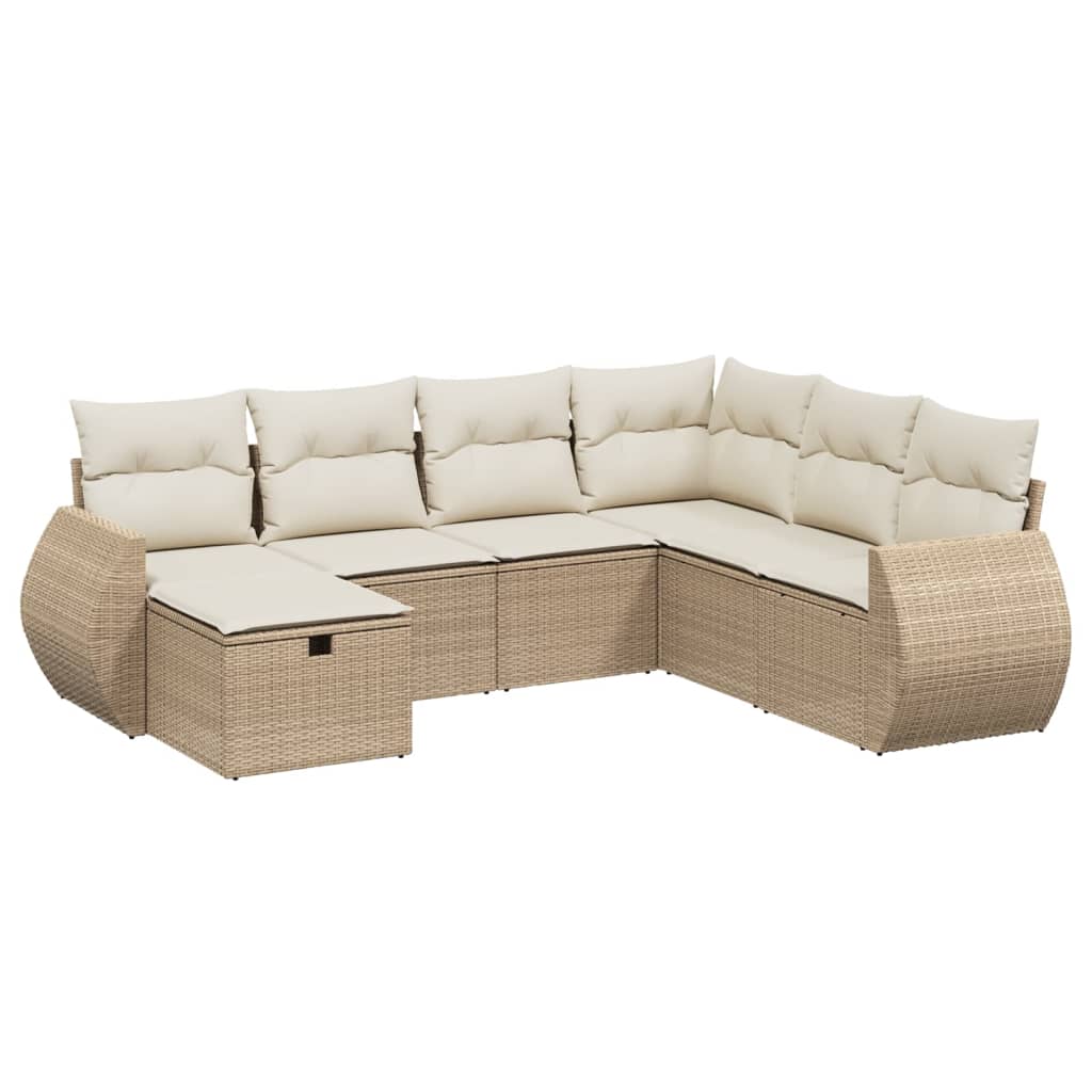 vidaXL 7-cz. zestaw wypoczynkowy do ogrodu, z poduszkami, beżowy