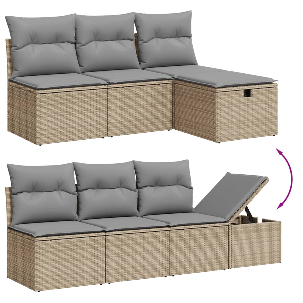 vidaXL 7-cz. zestaw mebli ogrodowych z poduszkami, mieszany beż