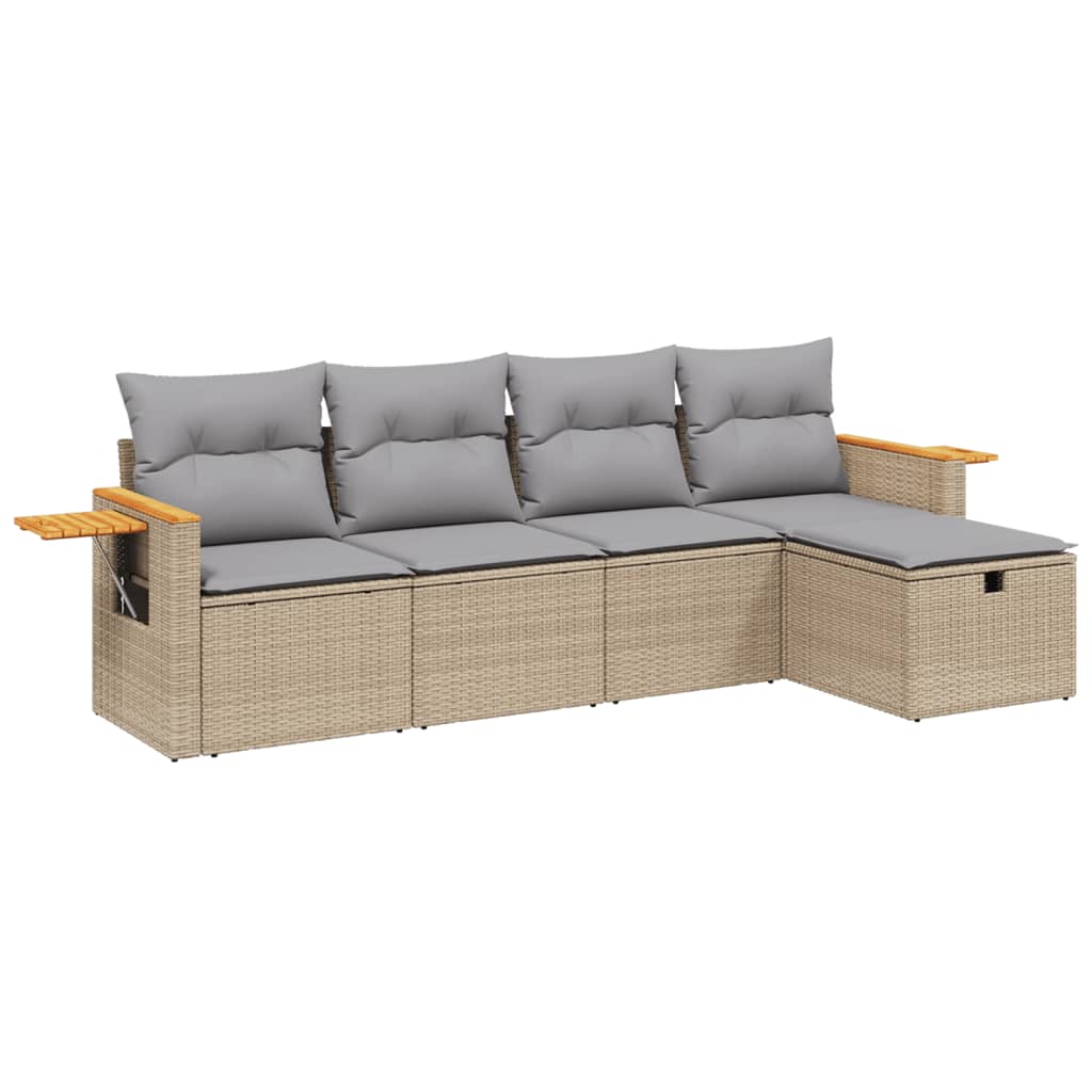 vidaXL 5-cz. zestaw mebli ogrodowych z poduszkami, mieszany beż