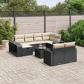 vidaXL 11-cz. zestaw wypoczynkowy do ogrodu, poduszki czarny rattan PE