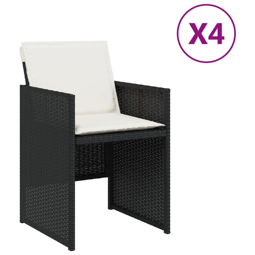 vidaXL Krzesła ogrodowe z poduszkami, 4 szt., czarne, polirattan