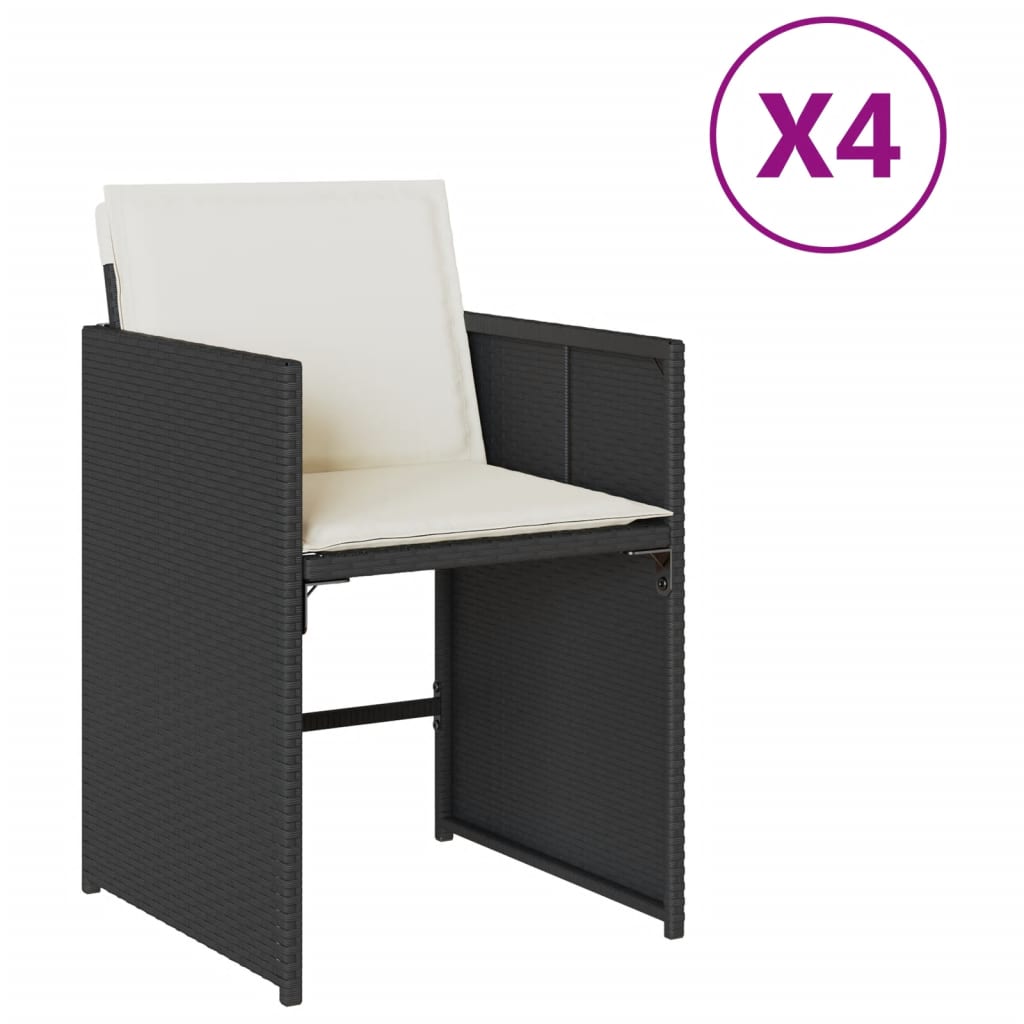 vidaXL Krzesła ogrodowe z poduszkami, 4 szt., czarne, polirattan