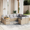 vidaXL 10-cz. zestaw mebli ogrodowych z poduszkami, beżowy, polirattan