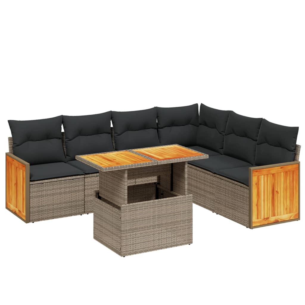 vidaXL 7-cz. zestaw wypoczynkowy do ogrodu, z poduszkami, szary