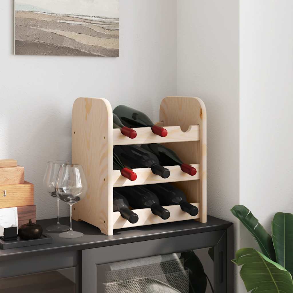 vidaXL Stojak na wino, 33x25x37 cm, lite drewno sosnowe