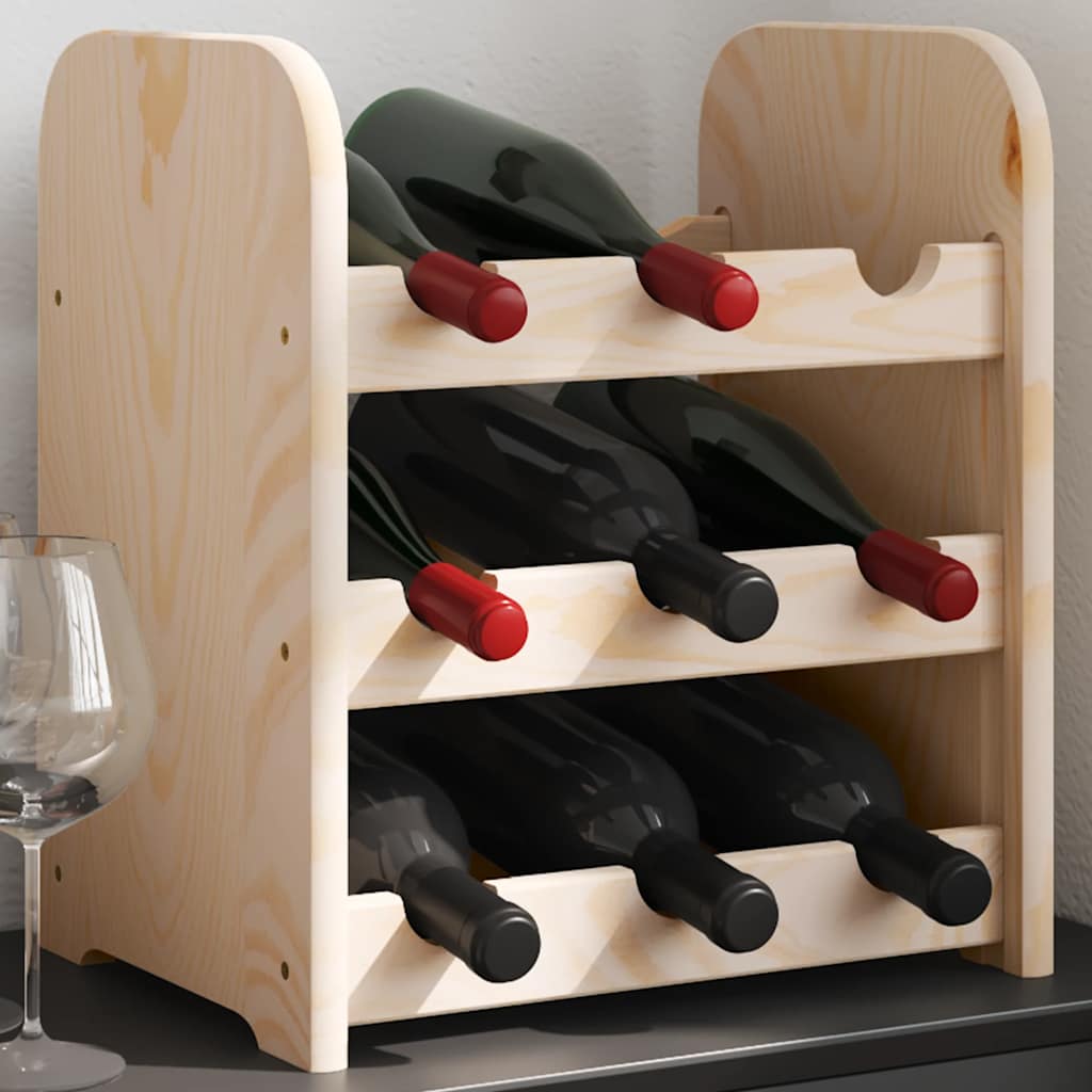 vidaXL Stojak na wino, 33x25x37 cm, lite drewno sosnowe