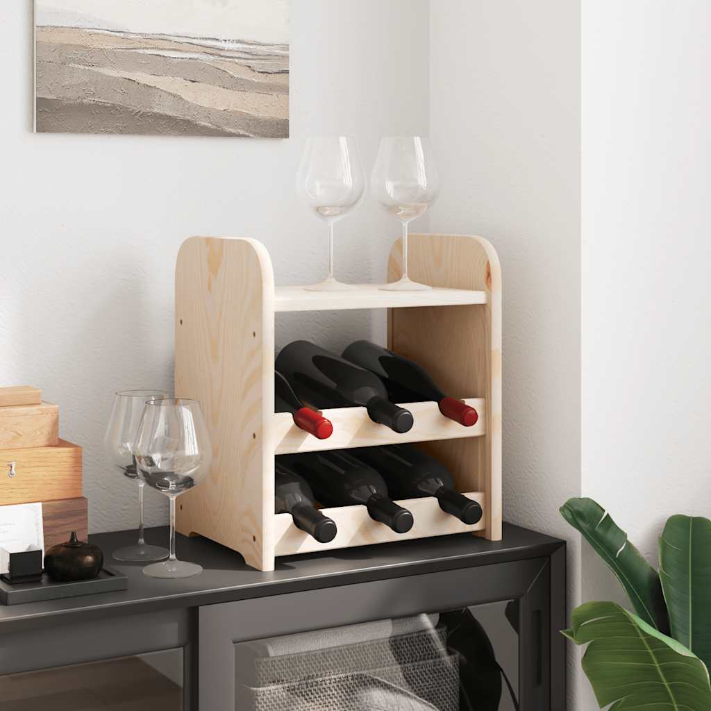 vidaXL Stojak na wino, z górną półką, 33x25x37 cm, lite drewno sosnowe