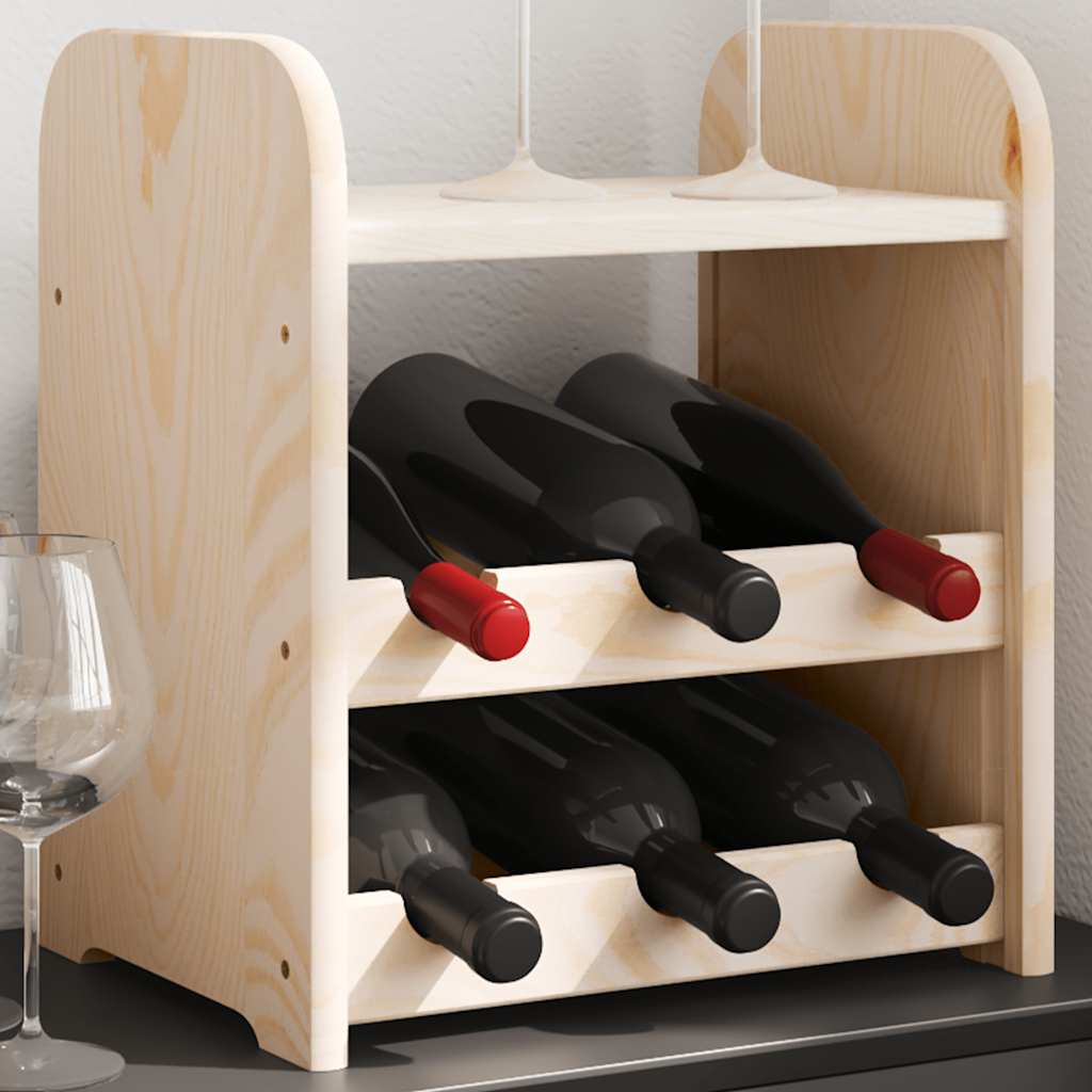 vidaXL Stojak na wino, z górną półką, 33x25x37 cm, lite drewno sosnowe