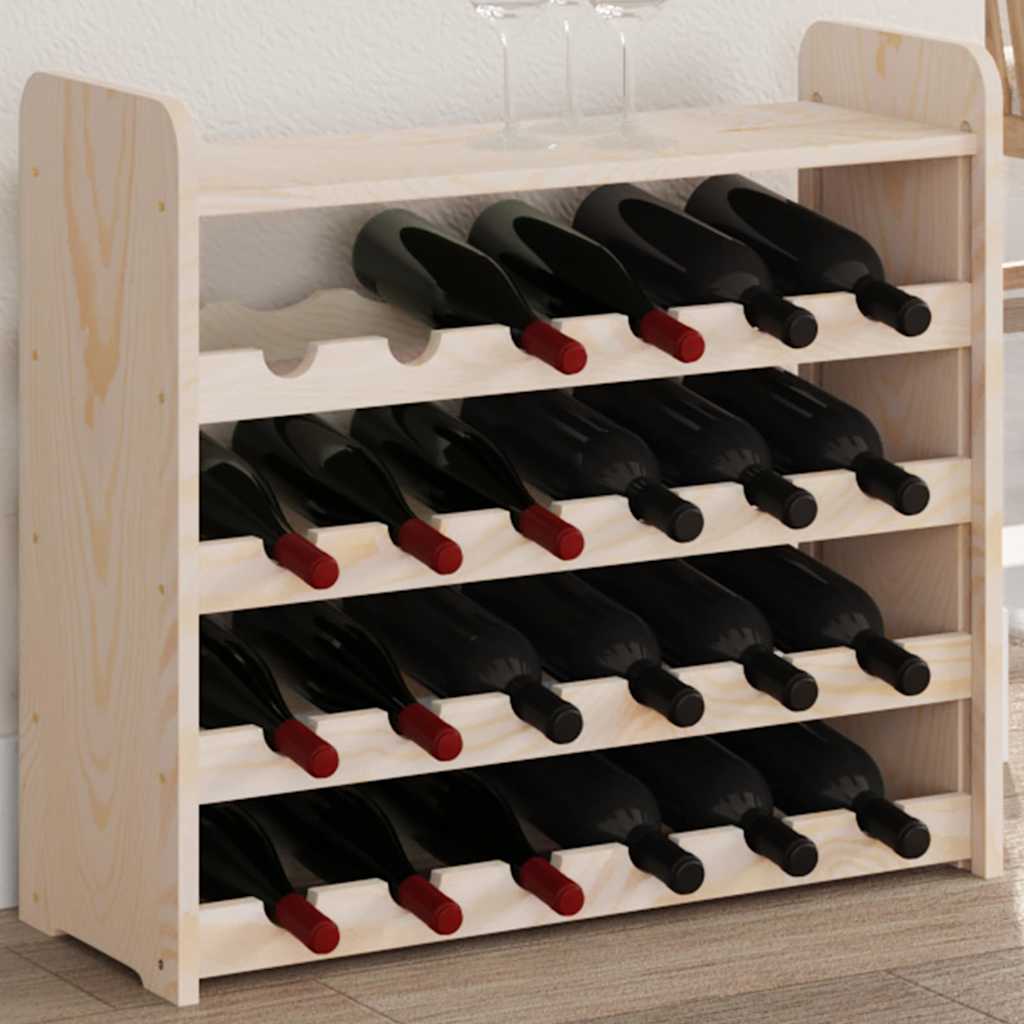vidaXL Stojak na wino z górną półką, 67,5x25x60 cm, drewno sosnowe