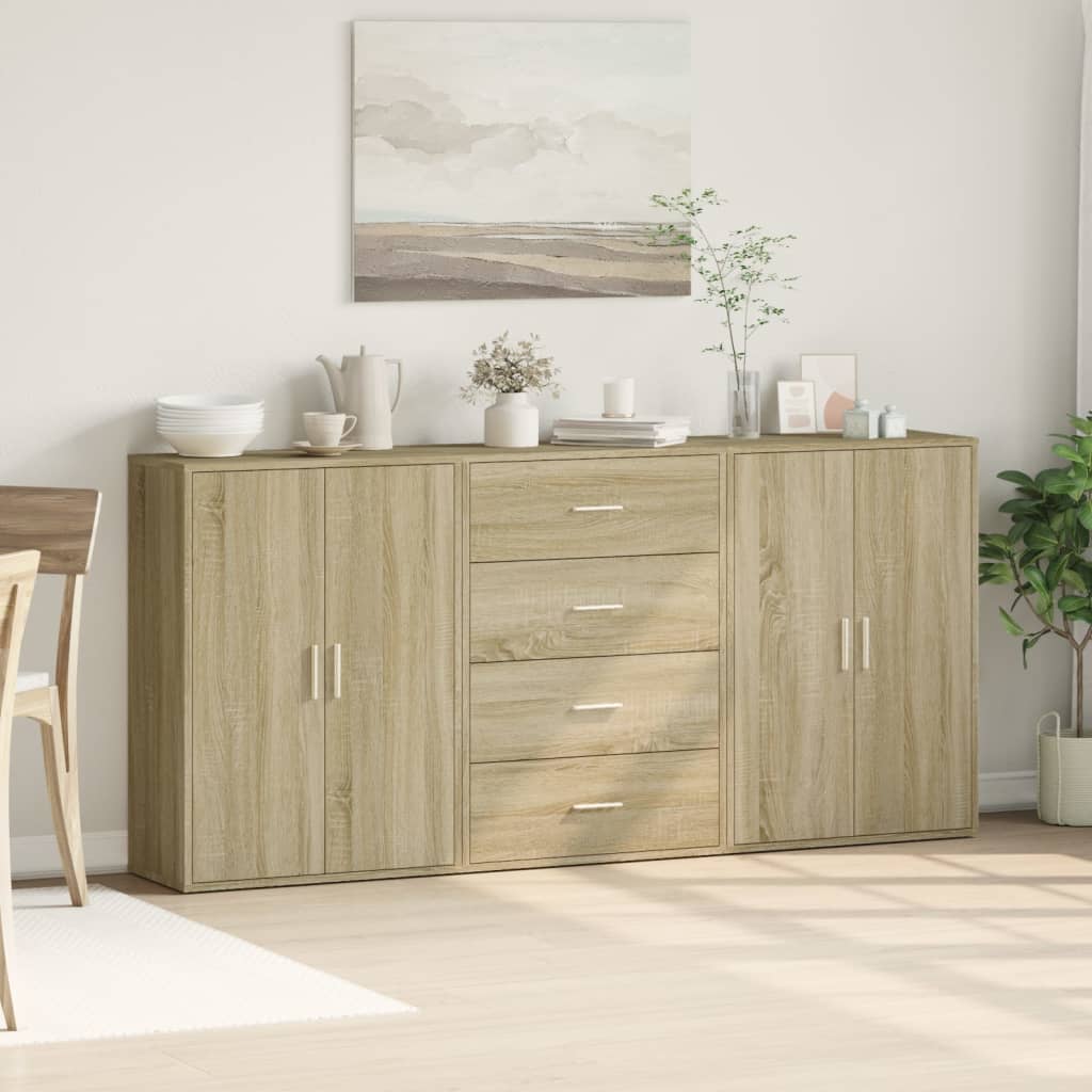 vidaXL Szafki, 3 szt, dąb sonoma, 60x31x84 cm, materiał drewnopochodny