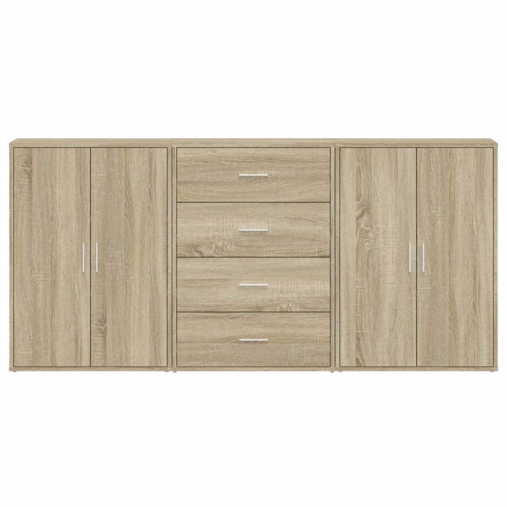 vidaXL Szafki, 3 szt, dąb sonoma, 60x31x84 cm, materiał drewnopochodny