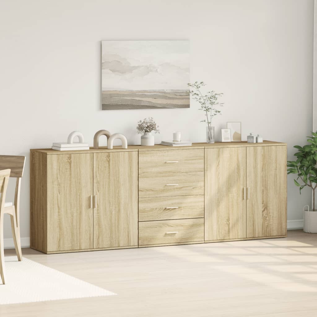 vidaXL Szafki, 3 szt., dąb sonoma, materiał drewnopochodny