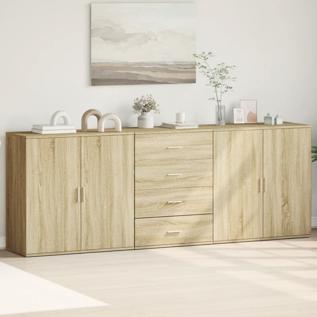vidaXL Szafki, 3 szt., dąb sonoma, materiał drewnopochodny