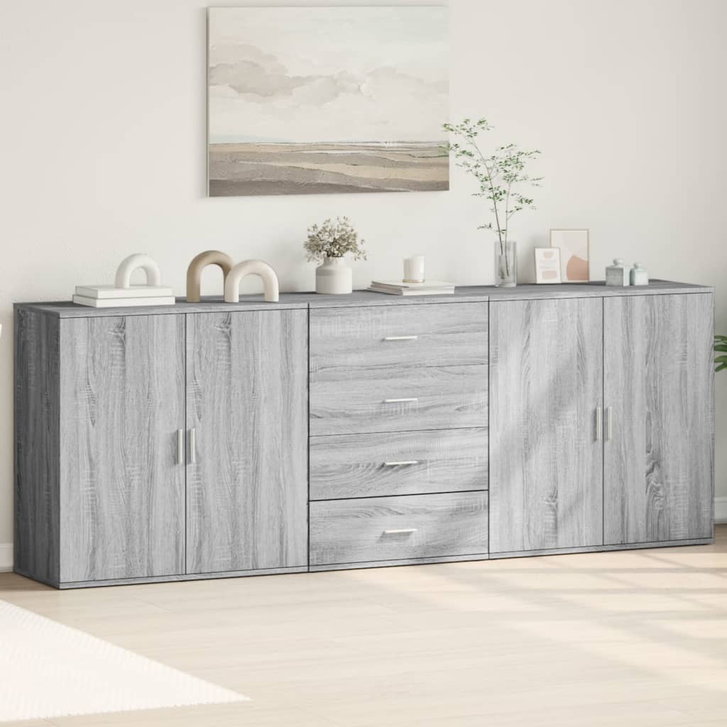 vidaXL Szafki, 3 szt., szary dąb sonoma, materiał drewnopochodny